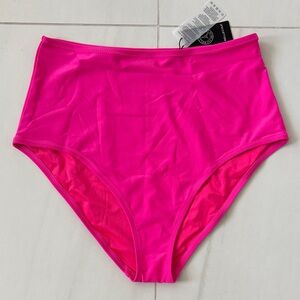Relleciga Vibrant Pink High-Waisted Bikini Bottom. NEW with Tag